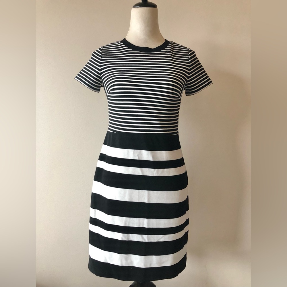 Loft black and white stripes dress, size 4P